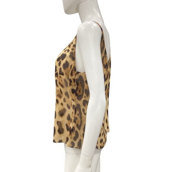 Escada Top Women’s Size 12 Silk Animal Print Lightweight Tank Top Brown - Picture 2 of 4